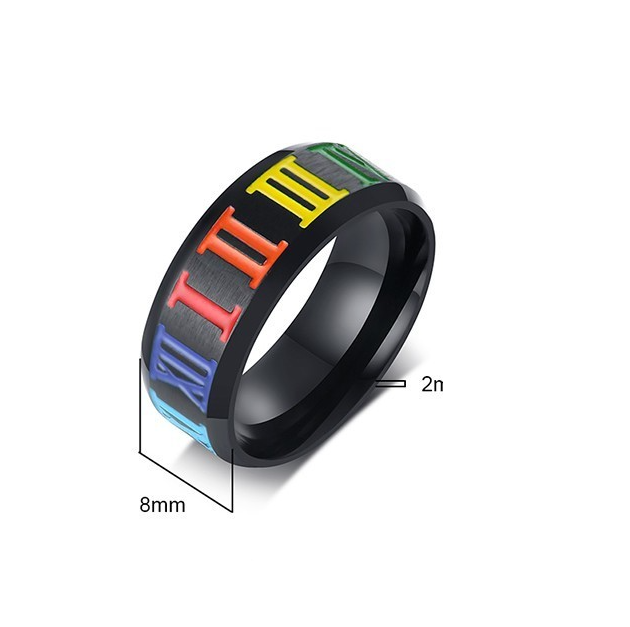 Rainbow Roman Numeral Ring