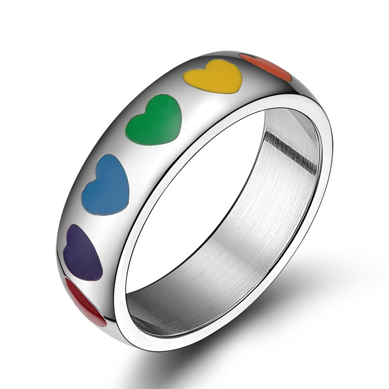 Pride colorful heart ring
