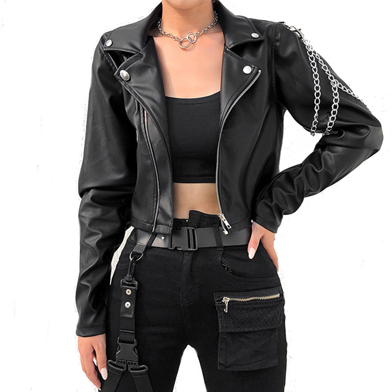 Chain leather jacket