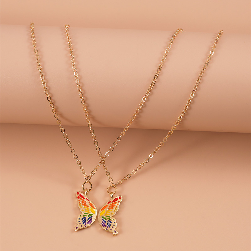LGBT pride butterfly necklace – Set of 2