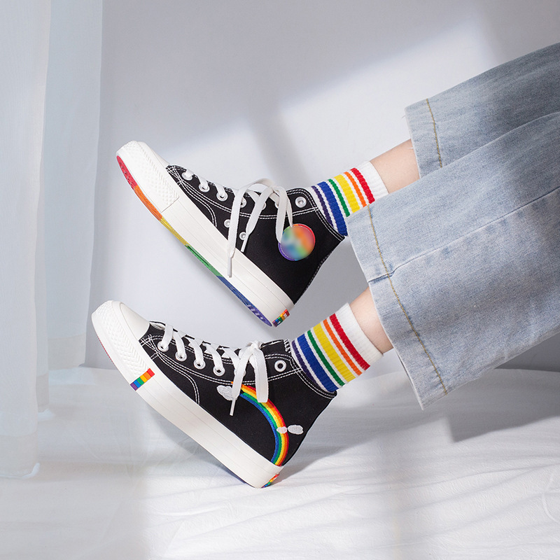 Rainbow Pride high top shoes