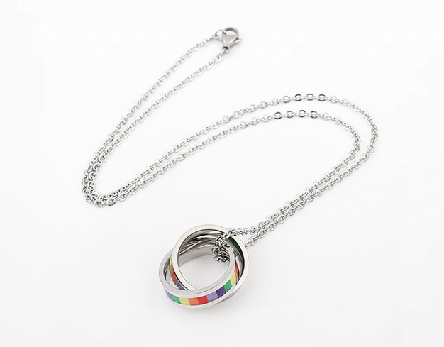 Pride couple rings necklace