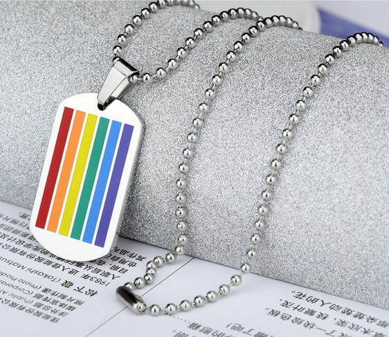 Dog tag lgbt flag necklace
