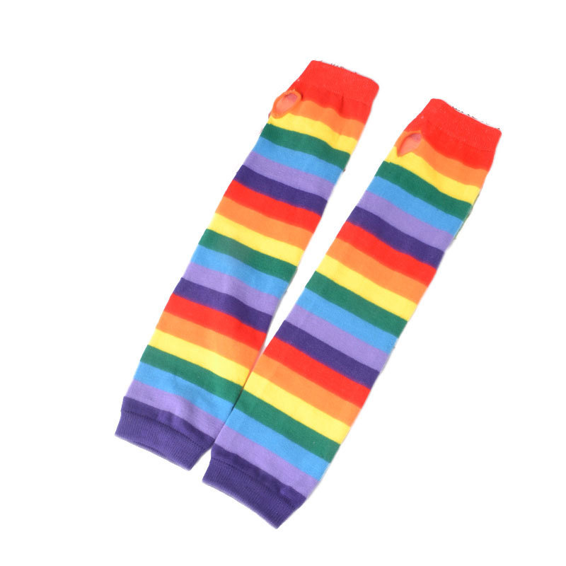 Rainbow striped mittens