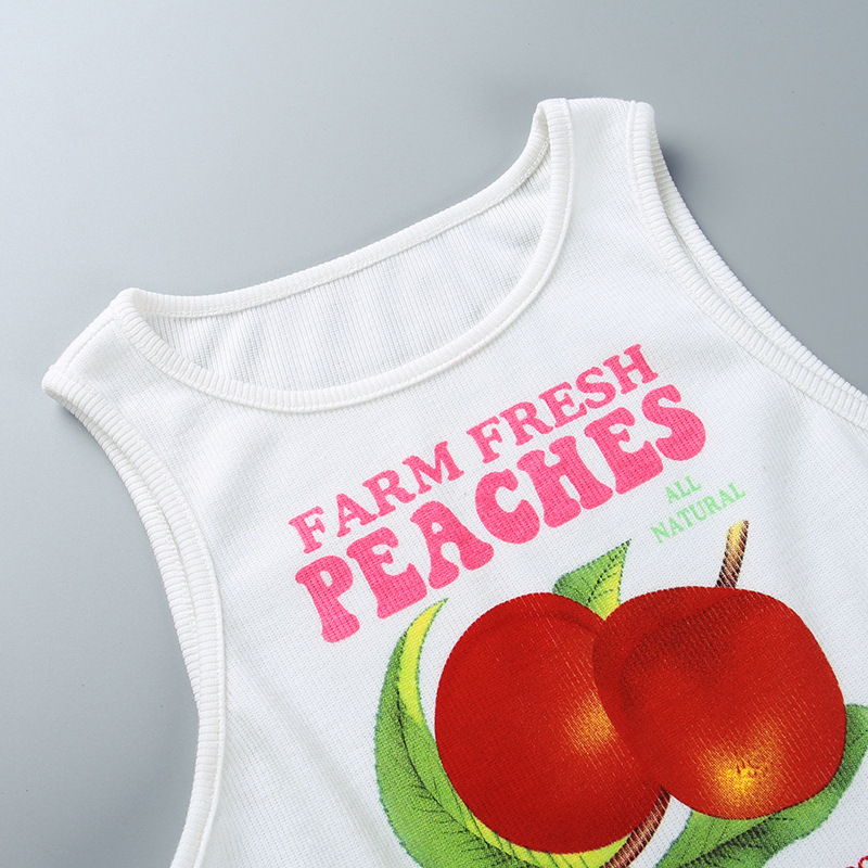 Women’s peach print sleeveless tank top