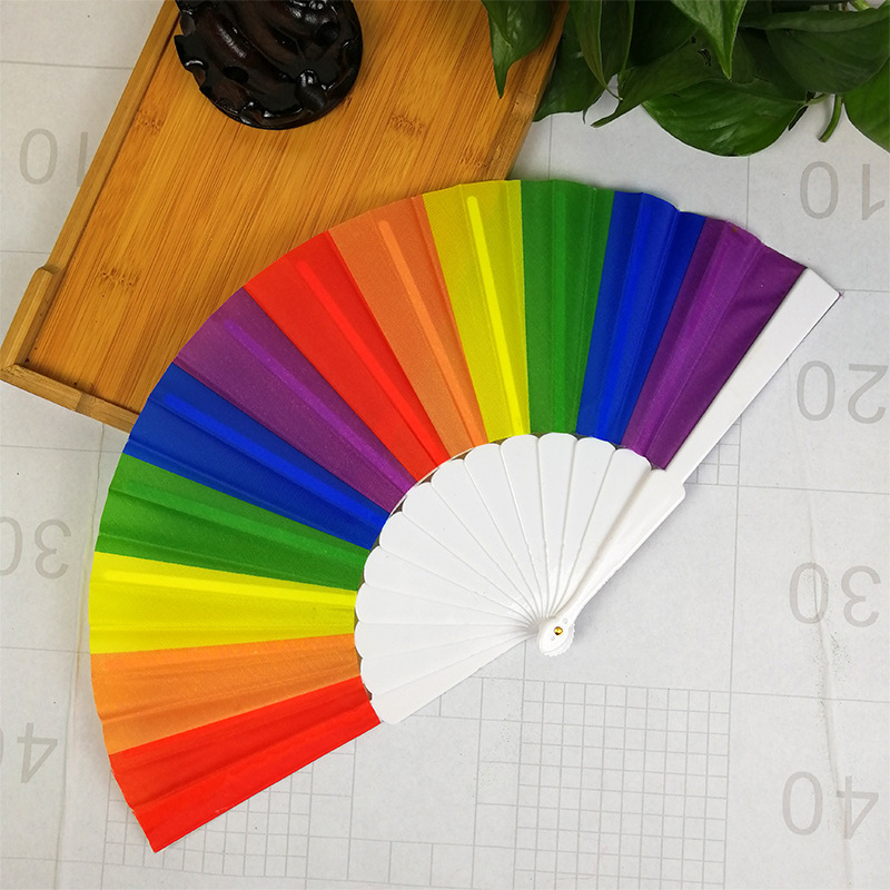 Rainbow hand fan