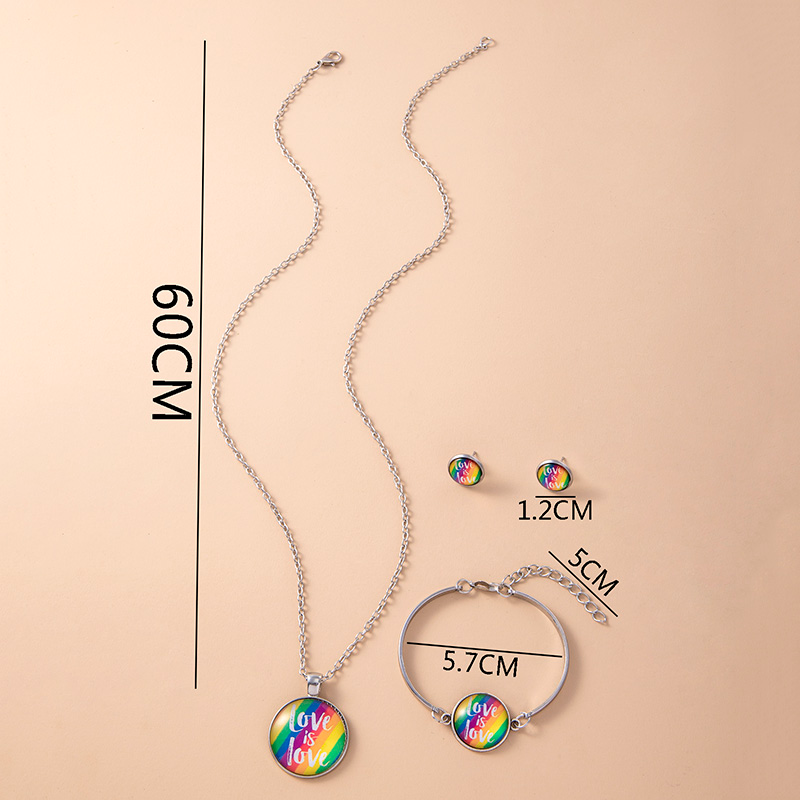LGBT Pride Love is Love Jewelry Set Rainbow