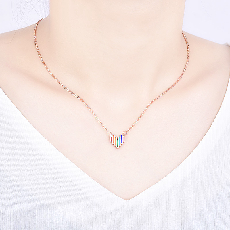 Rainbow heart LGBT necklace