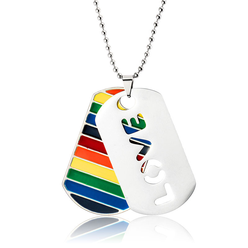 Double Plate pride necklace
