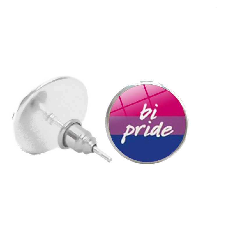 BI PRIDE round glass earrings